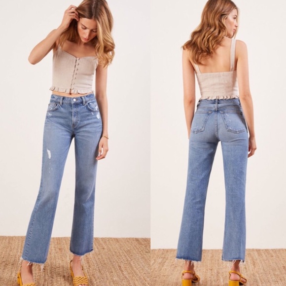 Reformation Denim - Reformation Cropped Flood Olympic Wash Jeans 28
